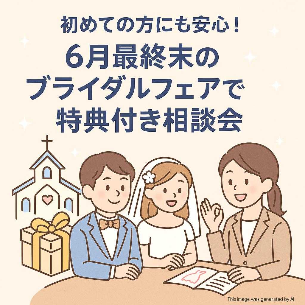 初めての方にも安心！6月最終末のブライダルフェアで特典付き相談会