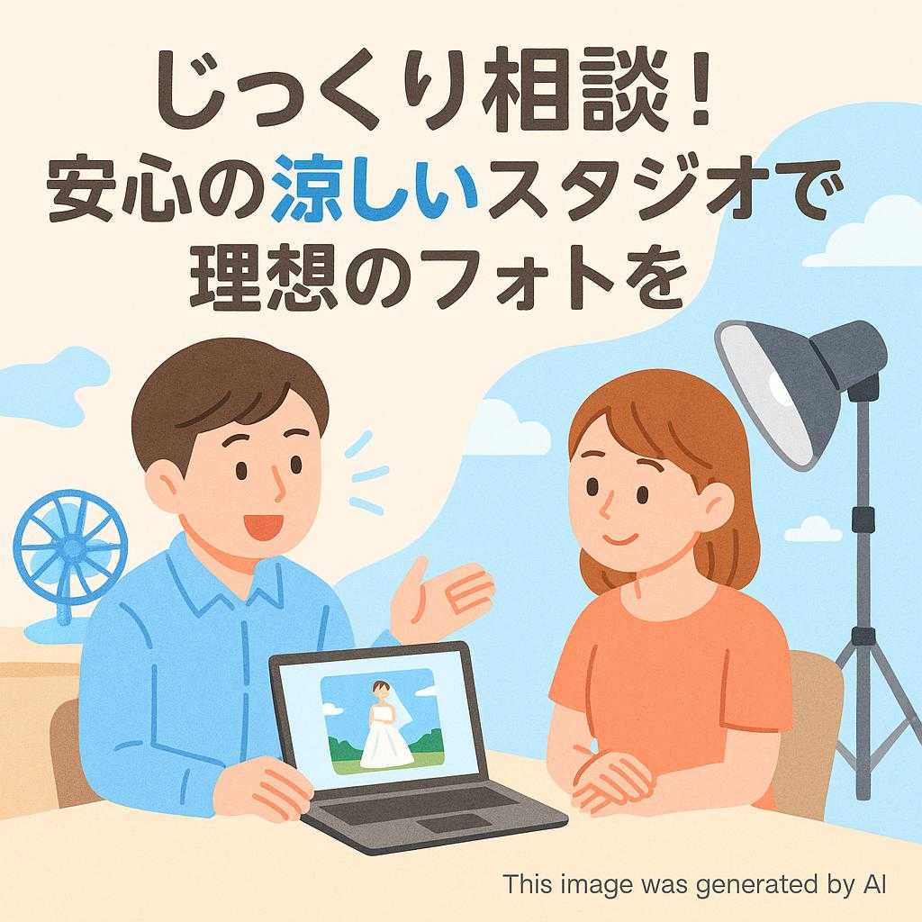じっくり相談！安心の涼しいスタジオで理想のフォトを