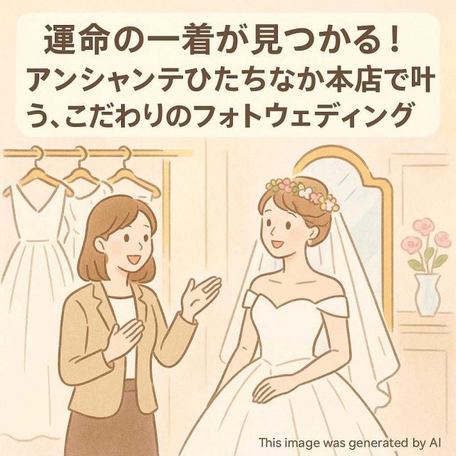 運命の一着が見つかる！アンシャンテひたちなか本店で叶う、こだわりのフォトウェディング