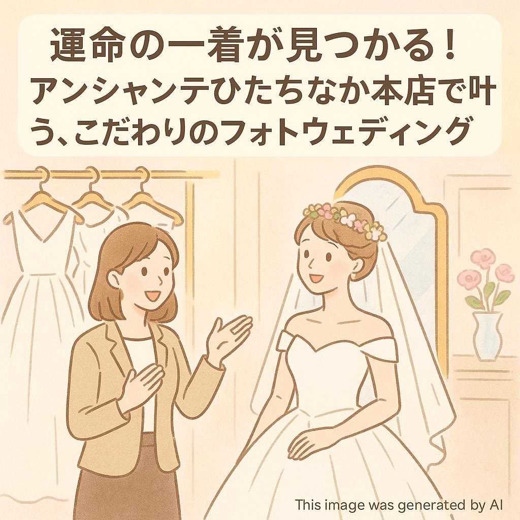運命の一着が見つかる!アンシャンテひたちなか本店で叶う、こだわりのフォトウェディング