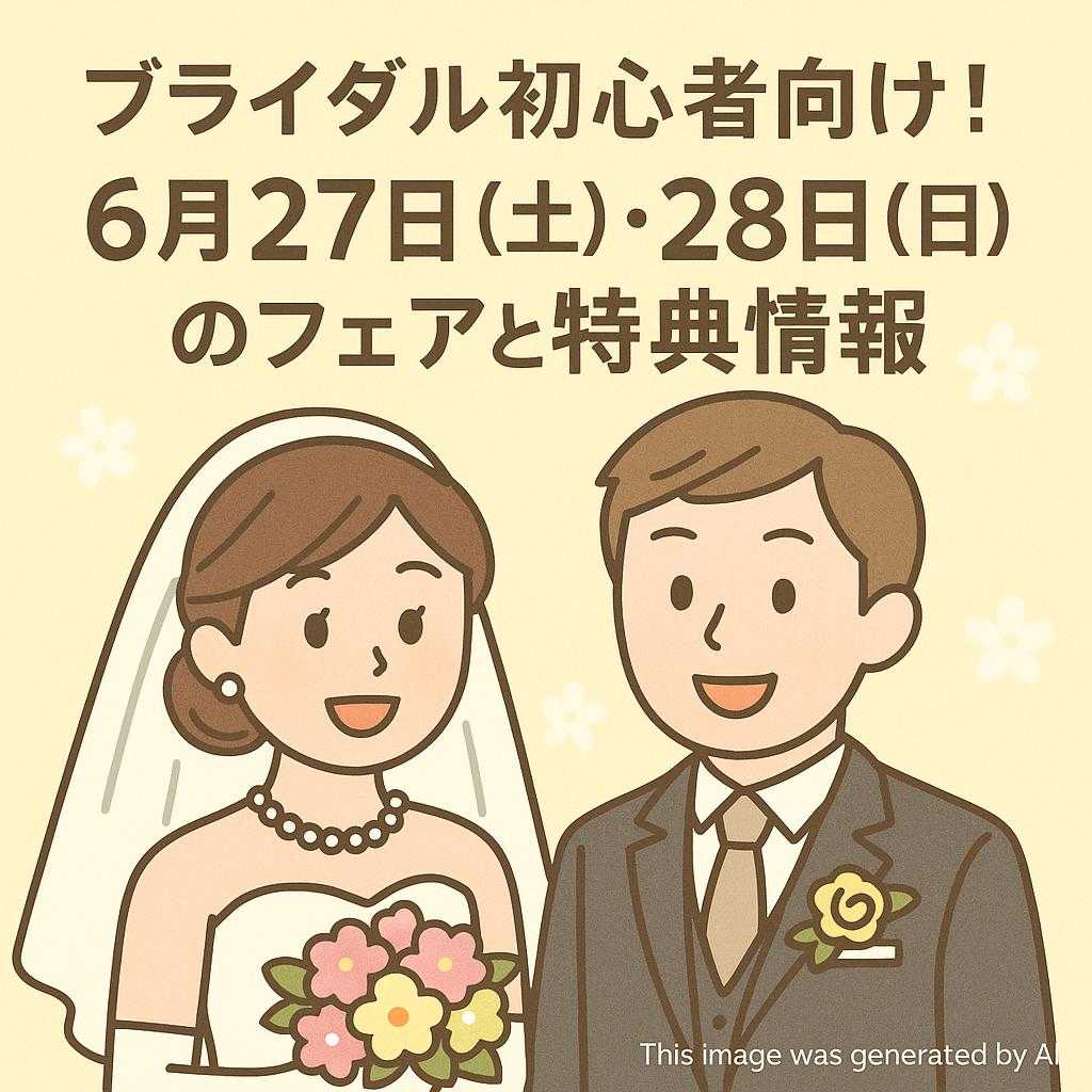 ブライダル初心者向け！6月27日（土）・28日（日）のフェアと特典情報