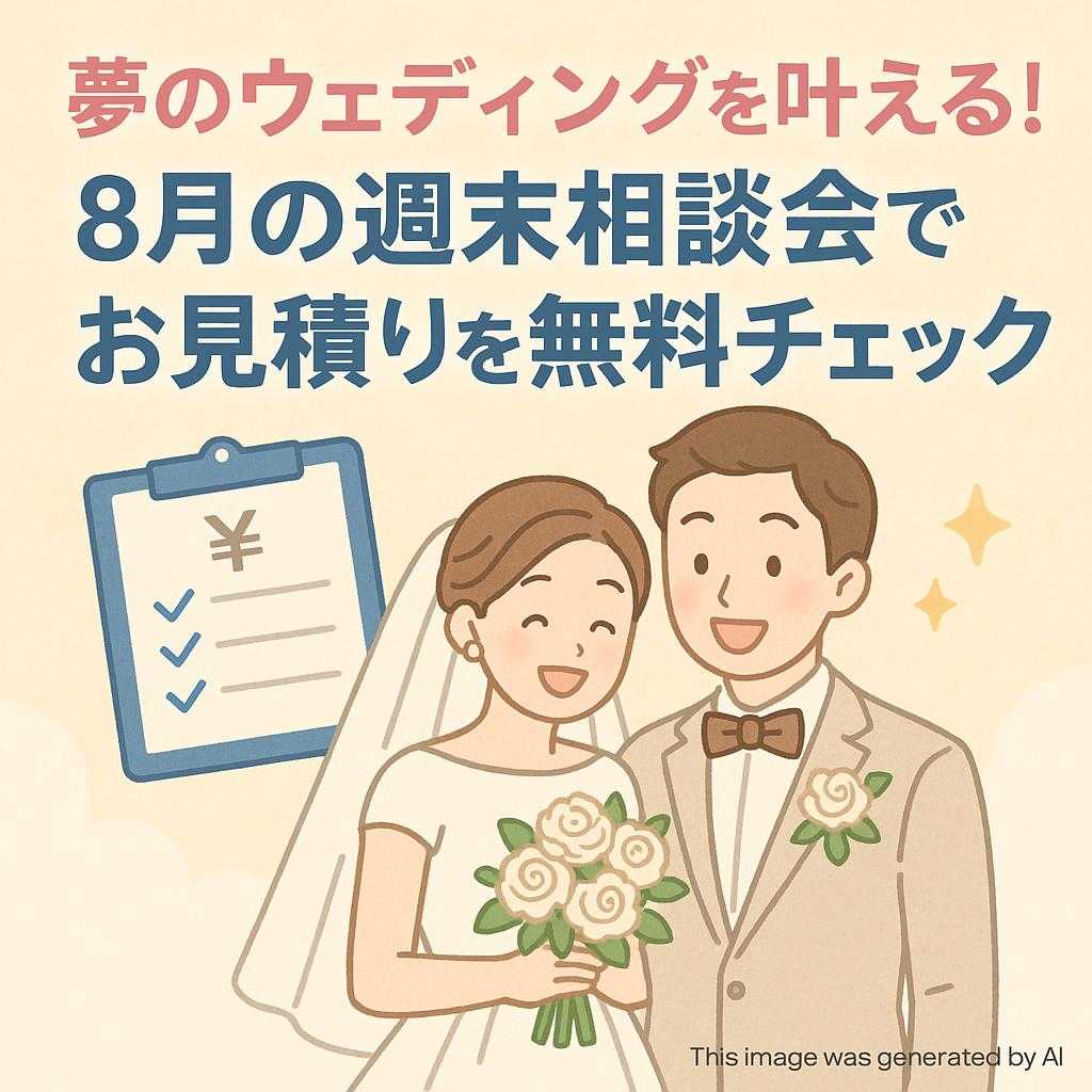 夢のウェディングを叶える！8月の週末相談会でお見積りを無料チェック