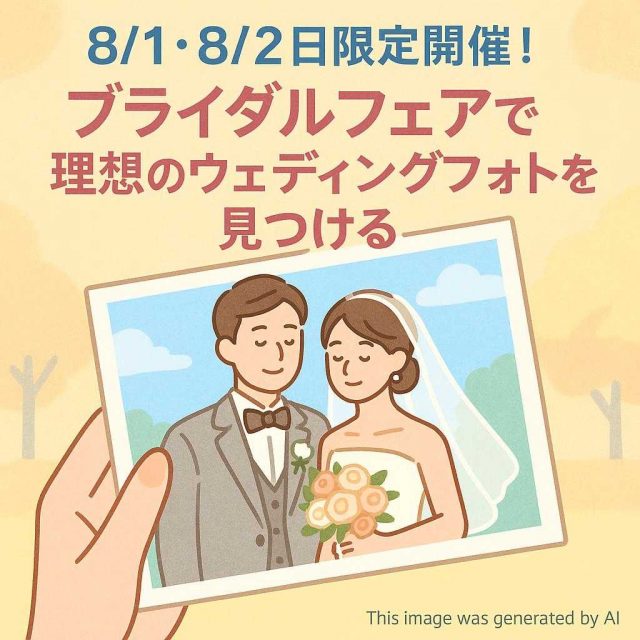 8/1・8/2日限定開催！ブライダルフェアで理想のウェディングフォトを見つける