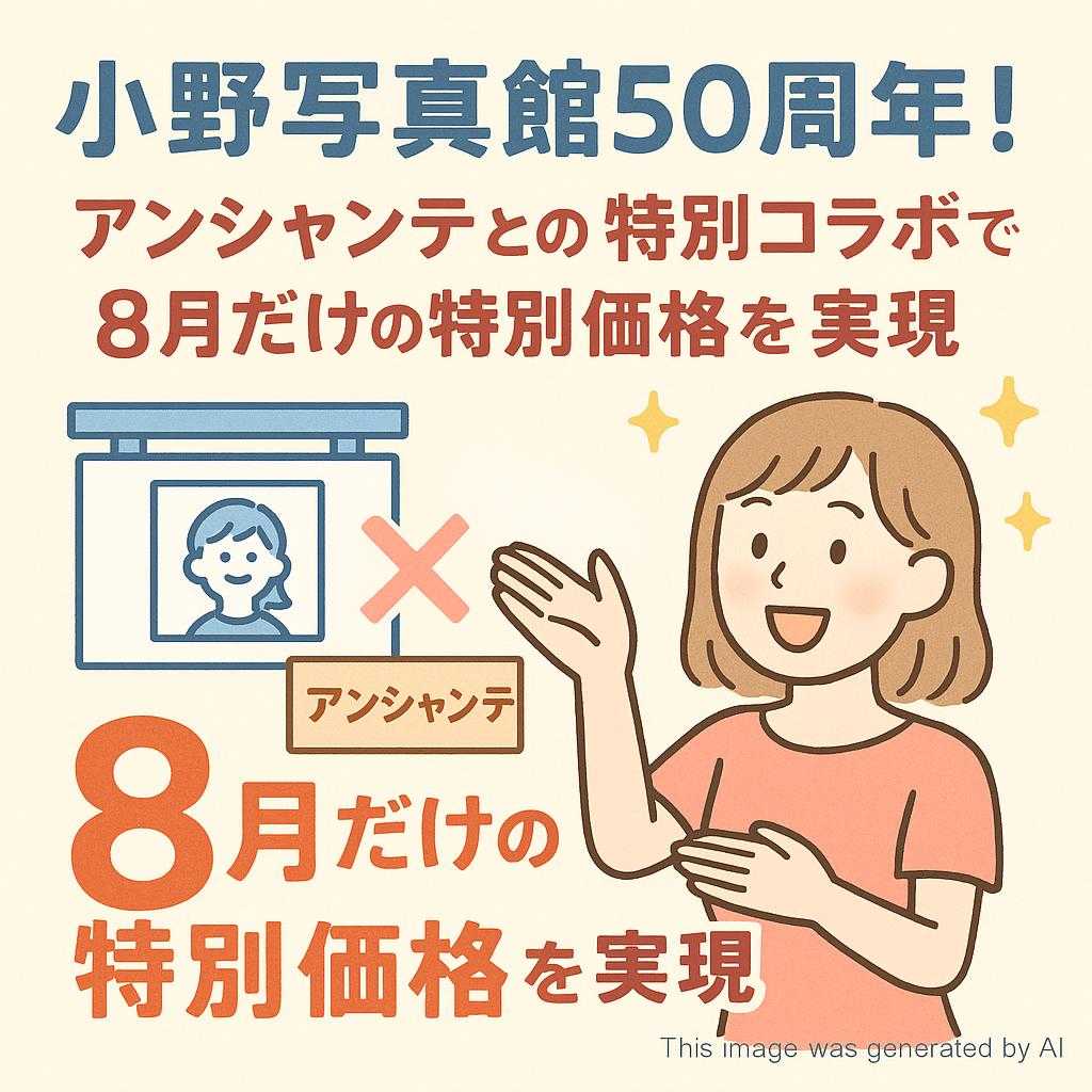 小野写真館50周年！アンシャンテとの特別コラボで8月だけの特別価格を実現