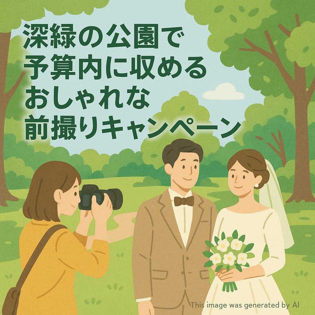 深緑の公園で予算内に収めるおしゃれな前撮りキャンペーン