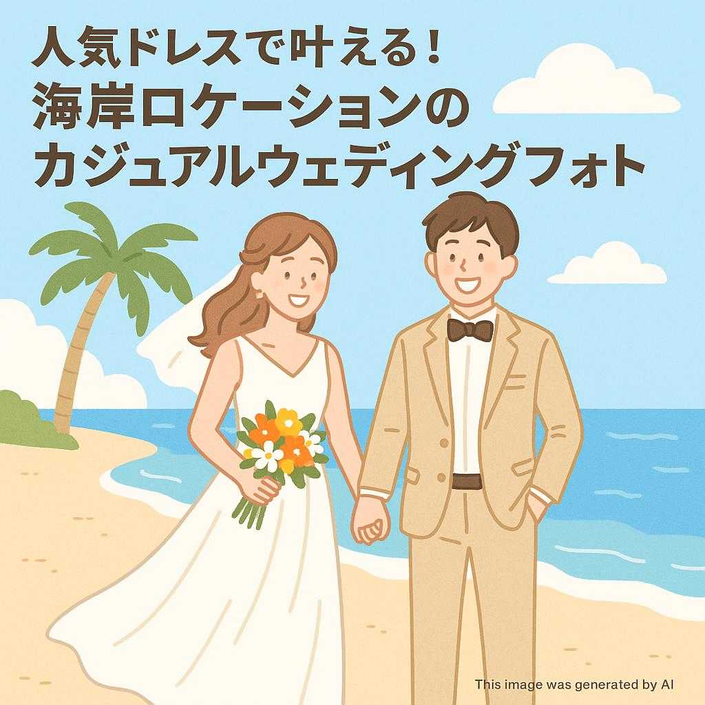 人気ドレスで叶える！海岸ロケーションのカジュアルウェディングフォト