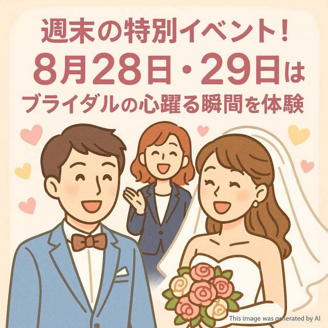 週末の特別イベント！８月28日・29日はブライダルの心躍る瞬間を体験