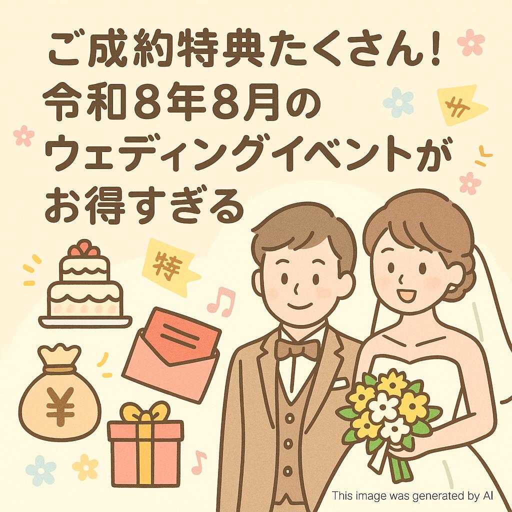 ご成約特典沢山！令和8年8月のウェディングイベントがお得すぎる