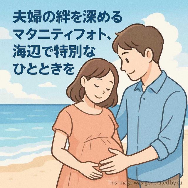 夫婦の絆を深めるマタニティフォト、海辺で特別なひとときを