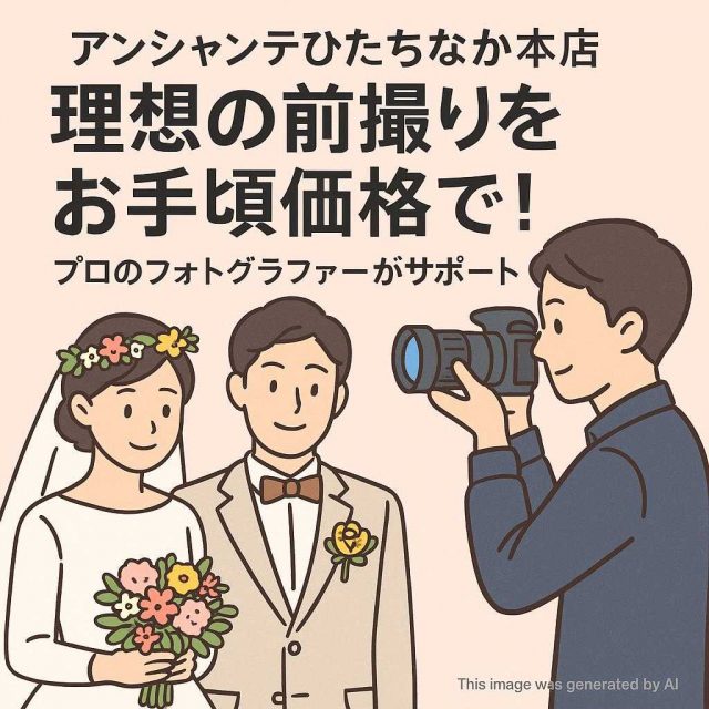 アンシャンテひたちなか本店理想の前撮りをお手頃価格で！プロのフォトグラファーがサポート