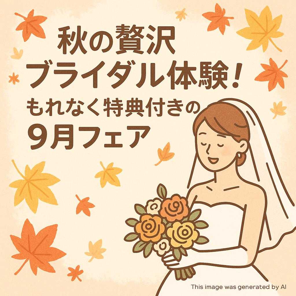 秋の贅沢ブライダル体験!もれなく特典付きの9月フェア
