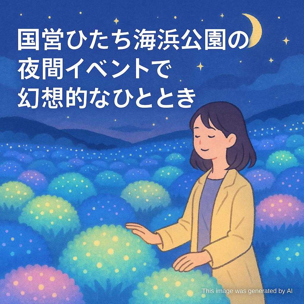 国営ひたち海浜公園の夜間イベントで幻想的なひとときを