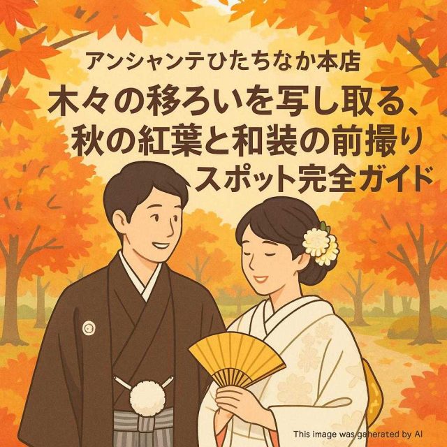 アンシャンテひたちなか本店 木々の移ろいを写し取る、秋の紅葉と和装の前撮りスポット完全ガイド