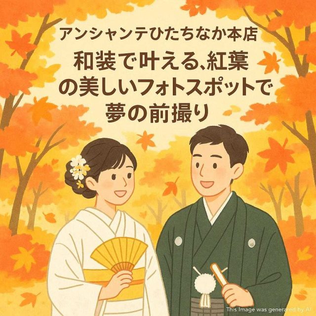 アンシャンテひたちなか本店和装で叶える、紅葉の美しいフォトスポットで夢の前撮り