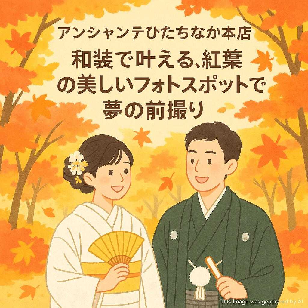アンシャンテひたちなか本店和装で叶える、紅葉の美しいフォトスポットで夢の前撮り