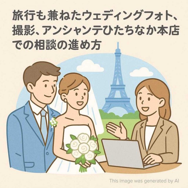 旅行も兼ねたウェディングフォト撮影、アンシャンテひたちなか本店での相談の進め方